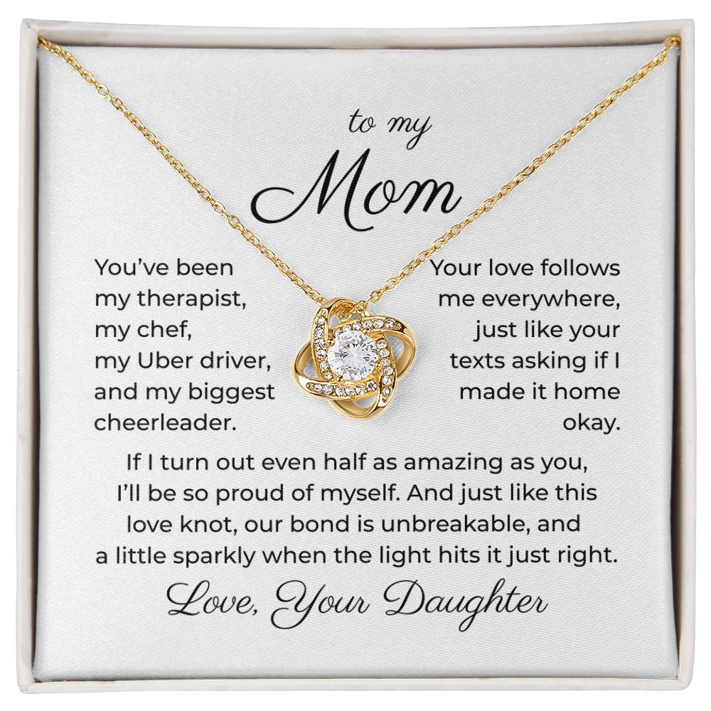 To My Mom - Unbreakable Bond - Love Knot Necklace - FREE SHIPPING