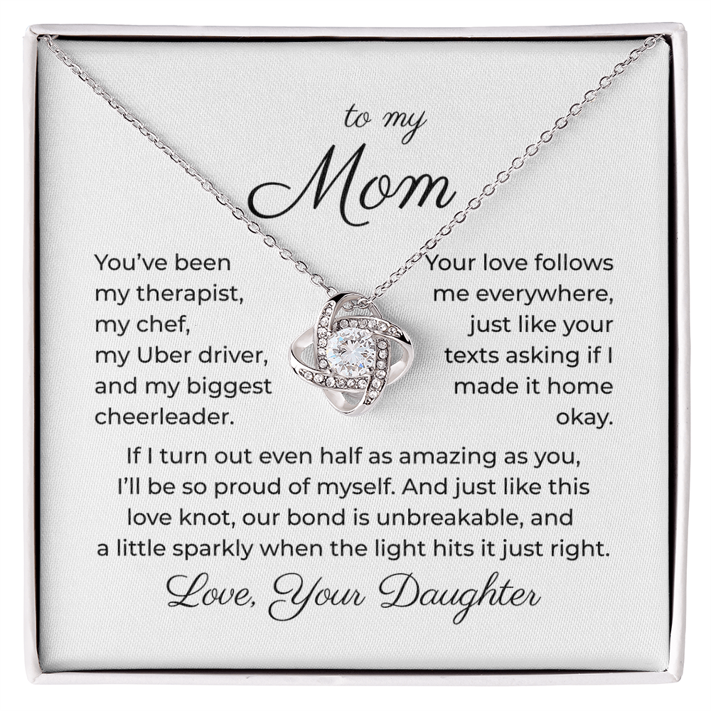 To My Mom - Unbreakable Bond - Love Knot Necklace - FREE SHIPPING