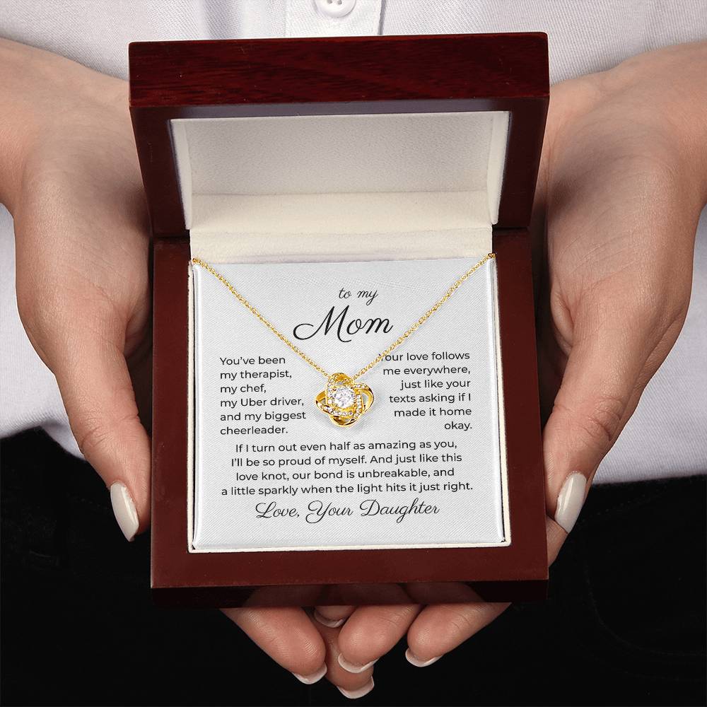 To My Mom - Unbreakable Bond - Love Knot Necklace - FREE SHIPPING