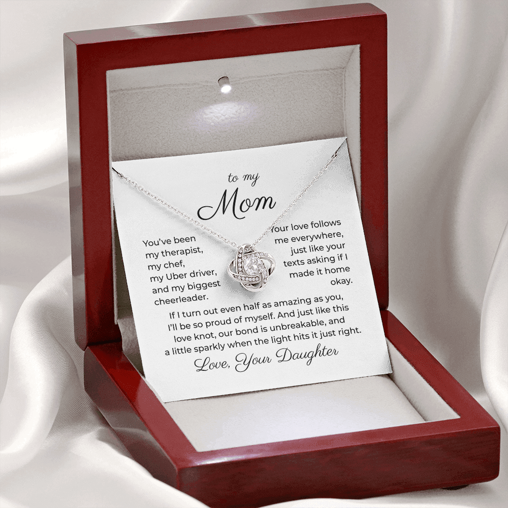 To My Mom - Unbreakable Bond - Love Knot Necklace - FREE SHIPPING