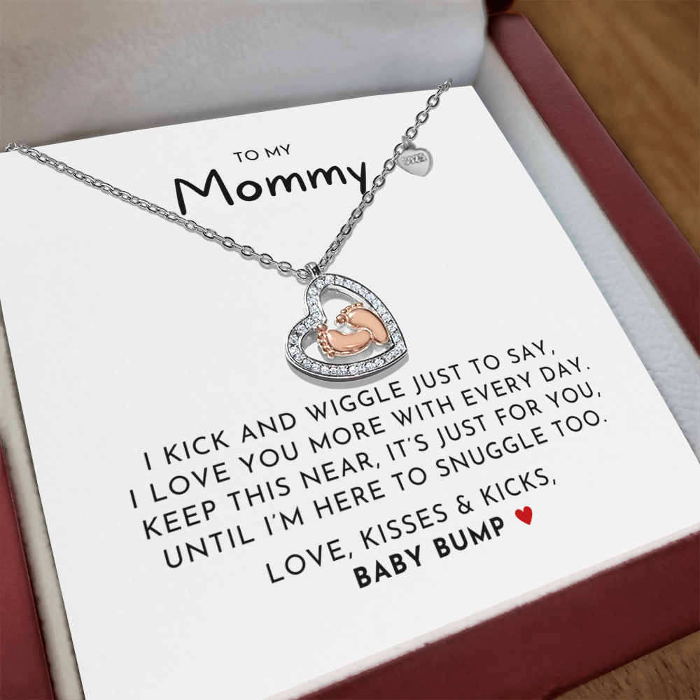 To My Mommy - Rose Gold Baby Feet Necklace
