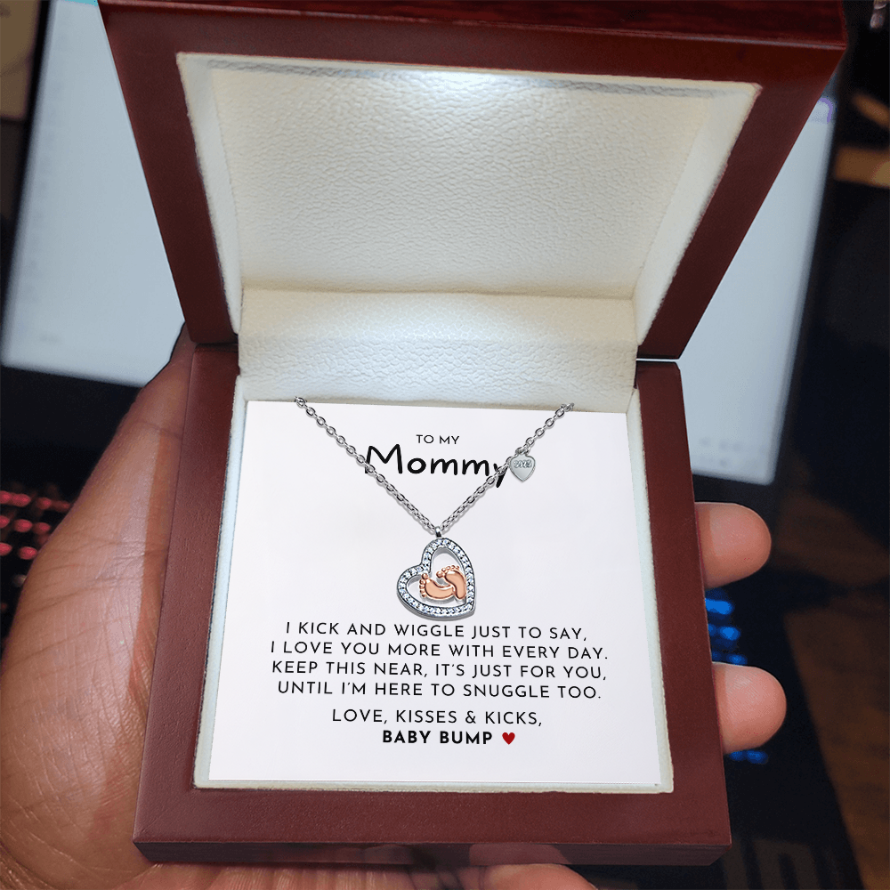 To My Mommy - Rose Gold Baby Feet Necklace