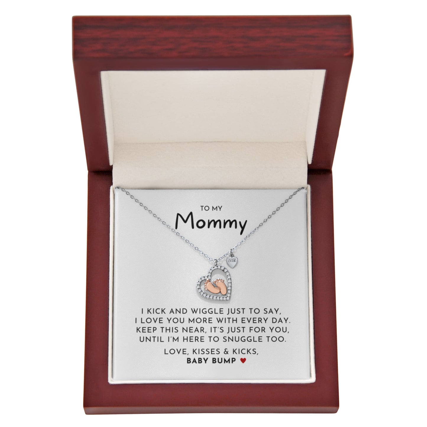 To My Mommy - Rose Gold Baby Feet Necklace