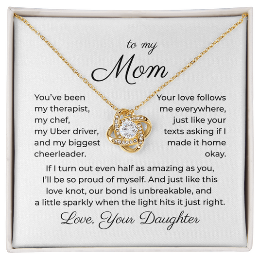 To My Mom -  Unbreakable Bond - Love Knot Necklace - FREE SHIPPING